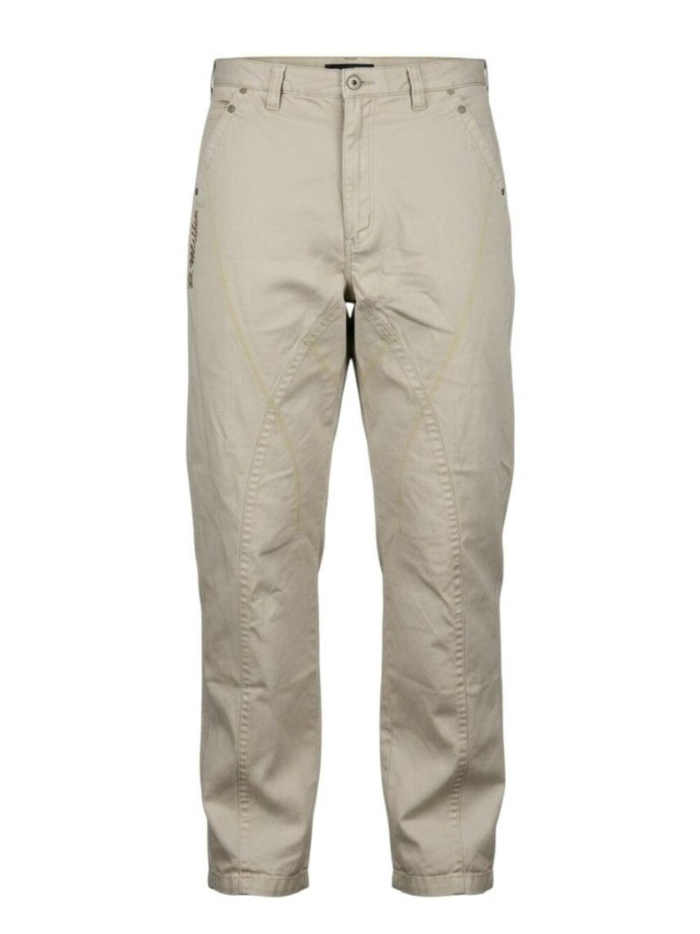P. Miller Mens Beige Pants Yellow Stitching Embroidered Logo 38
